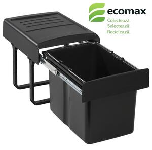 Cos gunoi incorporabil Ecomax Mega 40, cu extragere totala, negru, 1 x 34 l