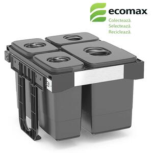 Cos gunoi incorporabil Ecomax Free Jazz 45, colectare selectiva, gri orion, 1 x 20 l + 3 x 7 l
