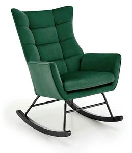 Scaun balansoar tapitat BAZALTO, verde/negru, stofa catifelata, 70x90x