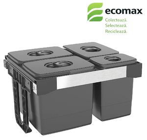 Cos gunoi incorporabil Ecomax Free Jazz 60, colectare selectiva, gri orion, 1 x 7 l + 3 x 15 l