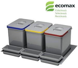 Cos gunoi incorporabil in sertar Ecomax Praktico Orion 800, colectare selectiva, 3 x 15 l