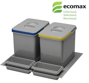 Cos gunoi incorporabil in sertar Ecomax Praktico Orion 600, colectare selectiva, 2 x 15 l
