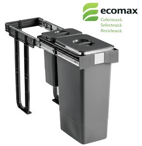 Cos gunoi incorporabil Ecomax Free Jazz 30, colectare selectiva, gri orion, 1 x 7 l + 1 x 26 l