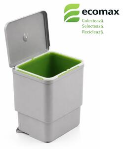 Cos gunoi incorporabil in dulap Ecomax Sesamo 450, cu extragere automata, gri, 1 x 16 l
