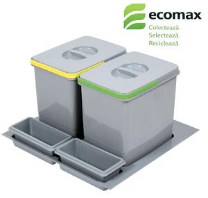 Cos gunoi incorporabil in sertar Ecomax Praktico 600, colectare selectiva, 2 x 12 l