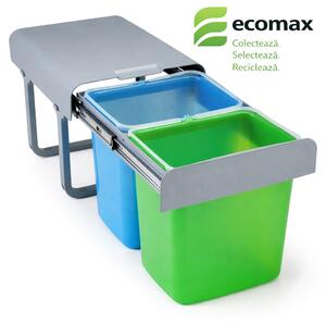 Cos gunoi incorporabil Ecomax Ekko 40, cu extragere totala, colectare selectiva, 2 x 16 l