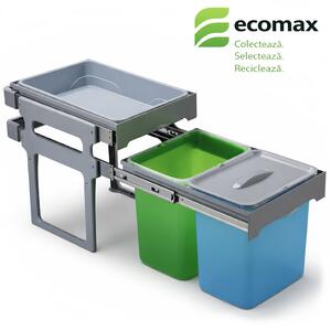 Cos gunoi incorporabil Ecomax Tank 40, cu extragere totala, colectare selectiva, 2 x 16 l