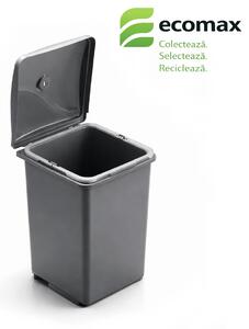 Cos gunoi incorporabil Ecomax Pepe, gri, 1 x 13 l