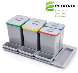 Cos gunoi incorporabil in sertar Ecomax Praktico 900, colectare selectiva, 2 x 15 l, 2 x 7 l