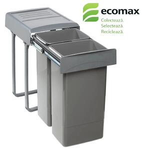 Cos gunoi incorporabil Ecomax Mega 45, cu extragere totala, colectare selectiva, 2 x 26 l