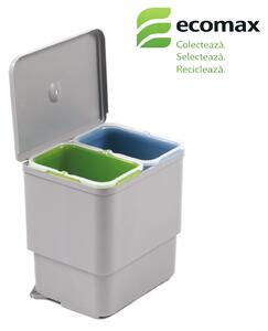 Cos gunoi incorporabil in dulap Ecomax Sesamo 450, cu extragere automata, gri, 2 x 8 l