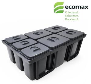Cos gunoi incorporabil in sertar Ecomax Jazz 90, colectare selectiva, gri orion, 4 x 15 l + 3 x 7 l