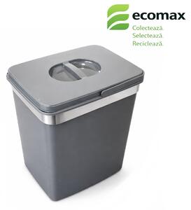 Cos gunoi incorporabil Ecomax Belt, montabil pe usa, gri orion, 1 x 15 l