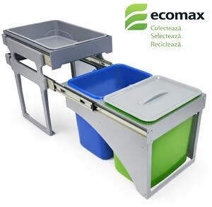 Cos gunoi incorporabil Ecomax Tank Front 40, cu extragere automata, colectare selectiva, 2 x 16 l