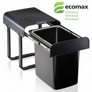 Cos gunoi incorporabil Ecomax Aladin Black Bio 40, cu extragere totala, negru, 1 x 16 l