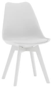 Scaun Bucatarie/Dining Viko Alb Sezut Tapitat Cu Piele Ecologica, Picioare Albe