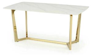 Masa CLEMENTE, alb/auriu, ceramica/metal, 160x90x76 cm
