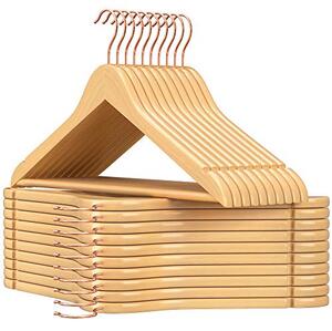 Set de 20 umerase din lemn, Songmics, Natural, 44.5x1.2x23 cm