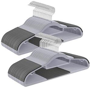 Set de 50 umerase din plastic, Songmics, Gri-Argintiu, 42x21.5x0.5 cm