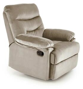 Fotoliu cu recliner DRAGER, bej/negru, stofa catifelata/metal, 88x90/1