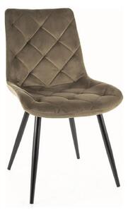 Scaun RALPH, verde olive/negru, stofa catifelata/metal, 51x42x88 cm