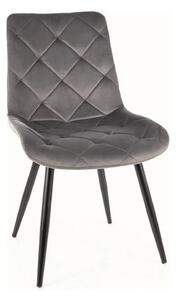 Scaun RALPH, gri/negru, stofa catifelata/metal, 51x42x88 cm