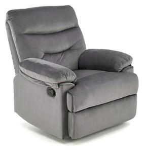 Fotoliu cu recliner DRAGER, gri/negru, stofa catifelata/metal, 88x90/1