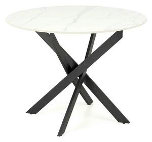 Masa EDGAR 2, alb/negru, ceramica/metal, 100x100x76 cm
