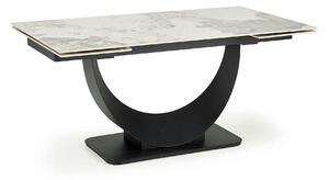 Masa living lux FERNANDO, alb/negru, ceramica/metal, 160/240x92x75 cm