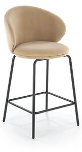 Scaun bar cu spatar inalt H121, bej - Mavel 38/negru, stofa catifelata