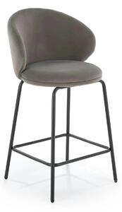Scaun bar H121, gri - Mavel 14/negru, stofa catifelata/metal, 51x50x92