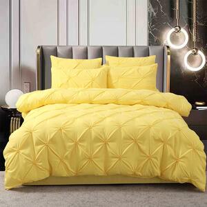 Lenjerie de pat 2 persoane, bumbac finet, cu pliuri brodate, 6 piese, PRE59