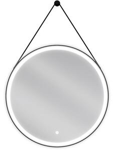 Mexen Reni oglindă iluminată de baie, rotunde 70 cm, LED 6000K, anti aburire, ramă neagră - 9812-070-070-611-70