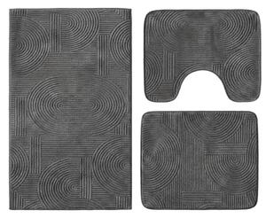 Set covoare baie antiderapante, 3 piese, design modern cu acolade