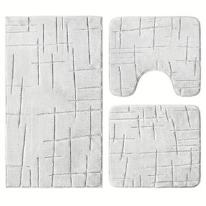 Set covoare baie antiderapante, 3 piese, design minimalist crestat