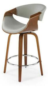 Scaun bar H123, gri/nuc, piele ecologica/placaj/metal, 55x51x91 cm