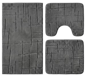 Set covoare baie antiderapante, 3 piese, design modern crestat