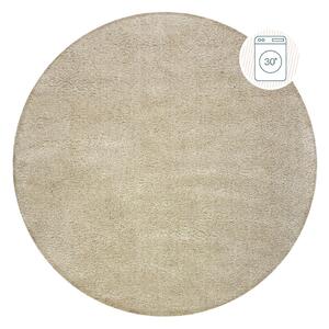 Covor bej lavabil rotund din fibre reciclate 133x133 cm Fluffy – Flair Rugs