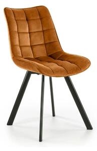 Scaun tapitat stofa K332, caramiziu/negru, catifea/metal, 46x61x84 cm