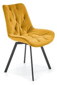 Scaun rotativ K519, galben/negru, stofa catifelata/metal, 54x63x86 cm
