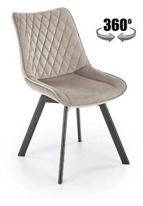 Scaun rotativ bucatarie K520, bej/negru, stofa catifelata/metal, 45x63
