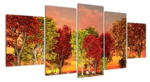 Tablou modern - copaci colora?i (150x70cm)