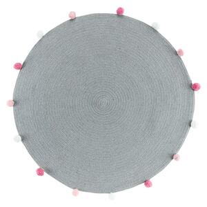 Covor gri deschis rotund ø 90 cm Pompomparty – douceur d'intérieur