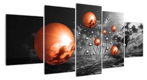 Tablou abstract - sfere portocalii (150x70cm)