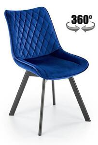 Scaun rotativ K520, albastru inchis, stofa catifelata/metal, 45x63x80