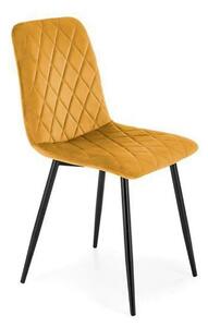 Scaun K525, galben/negru, stofa catifelata/metal, 45x55x89 cm
