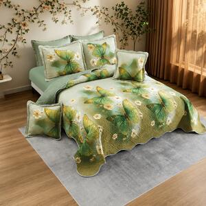 Cuvertura bumbac, 5 piese, pat 2 persoane, 230x250 cm, CB542, model fluturi