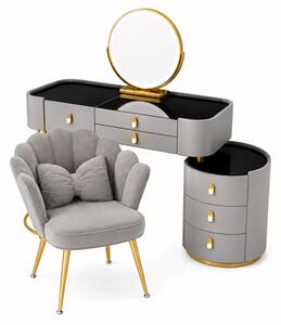 Set BELLA & PEARL - masuta de machiaj 120x40x120 si scaun, gray
