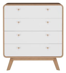 Comodă albă/în culoare naturală înaltă cu aspect de lemn de stejar 80x88 cm Caitlin – Støraa