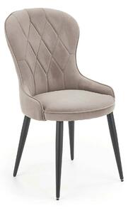 Scaun bej tapitat K366, stofa catifelata/metal, 52x58x92 cm